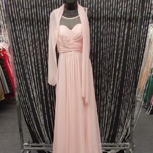 Blush Pink Chiffon Gown w/ Shawl